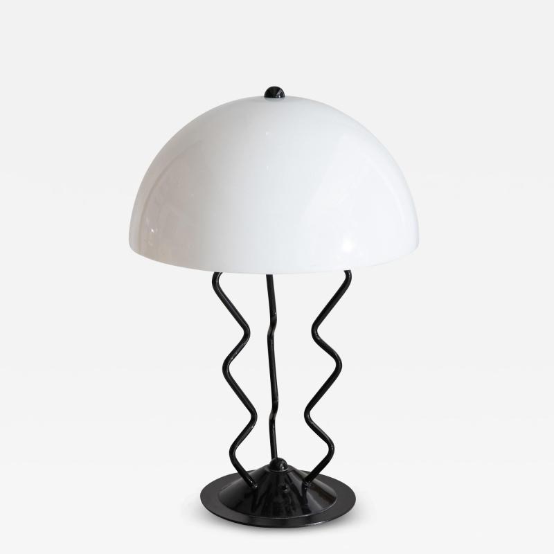 Ettore Sottsass Memphis Style Metal Squiggle Table Lamp With Acrylic Dome Shade