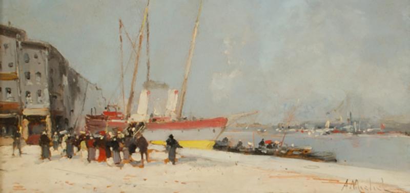 Eug ne Galien Laloue A Michel Eugene Galien Laloue French 1854 1941 Harbor During Day