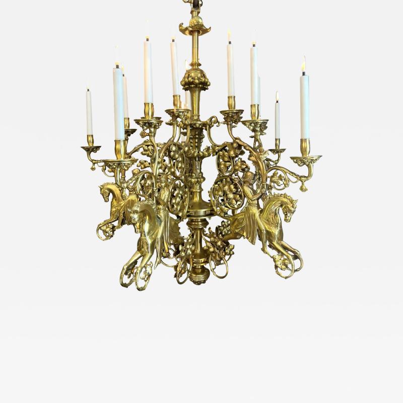 Eug ne VIOLLET LE DUC Chandelier with knights in the style of E Viollet le Duc France circa 1880