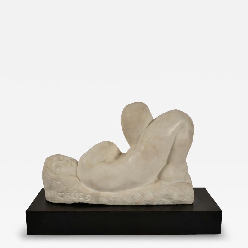 Eugene Gauss 1905 1988 Marble Sculpture of Reclining Nude dated 1978