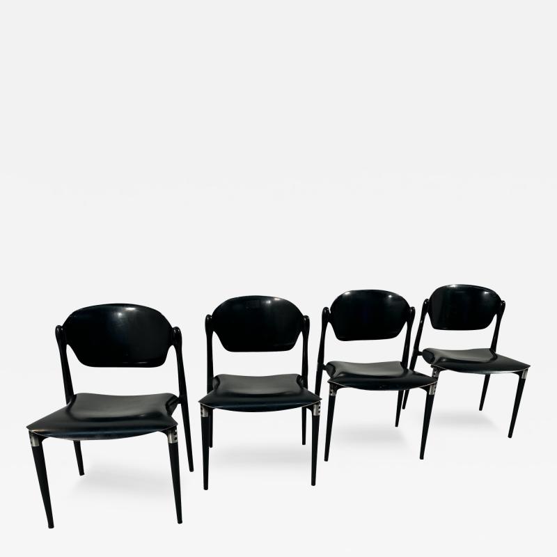Eugenio Gerli Set of 4 Rosewood and Black Lacquered S83 Side Chairs by E Gerli for Tecno
