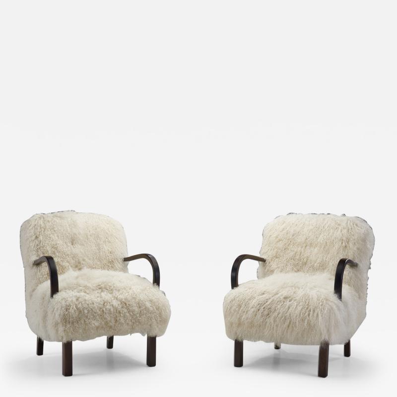European Armchairs in Mongolian Shearling Europe ca 1950s