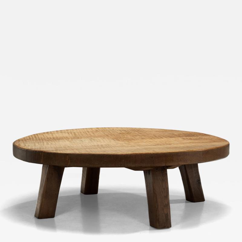 European Brutalist Wooden Coffee Table Europe second half of the 20th century