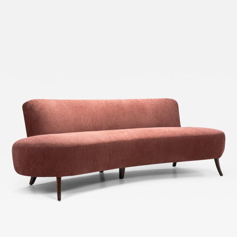 European Cabinetmaker Upholstered Kidney Sofa Europe ca 1950s