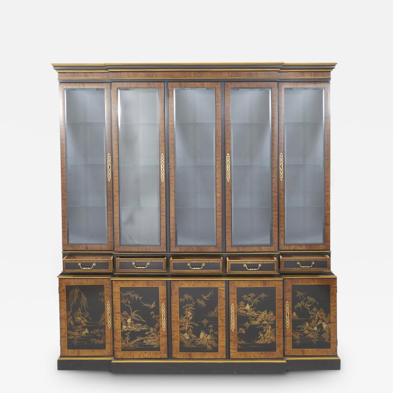 European Georgian Style Chinoiserie Breakfront Cabinet