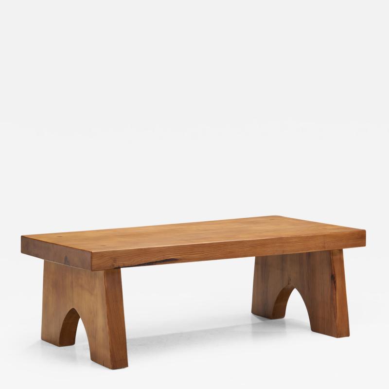 European Low Oak Coffee Table Europe ca 1950s