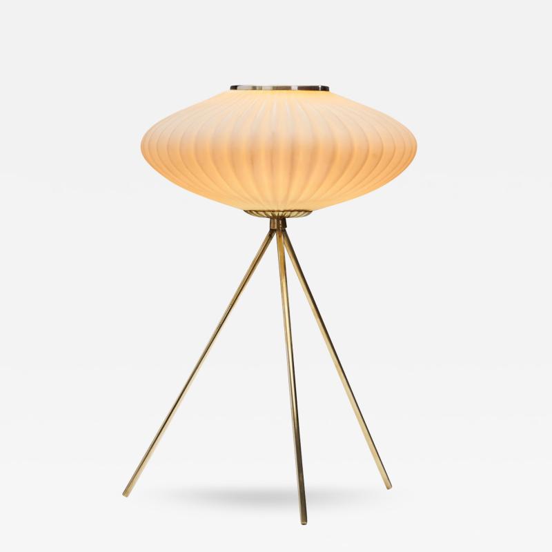 European Modern Tripod Table Lamp with Opal Glass Shade Europe 1960s