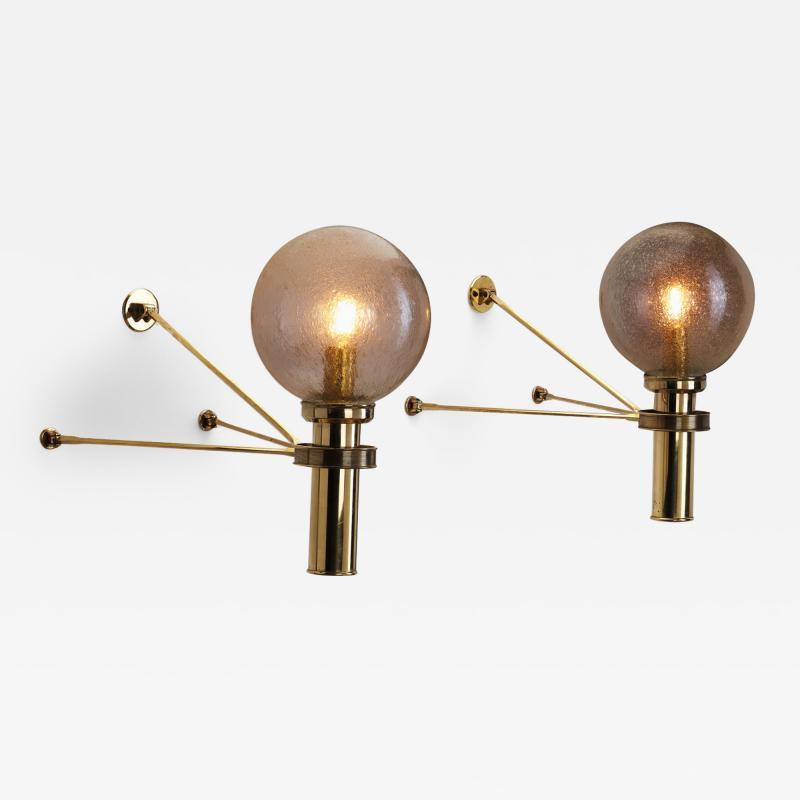 European Modern Wall Sconces in Brass Bubble Glass Europe ca 1950s