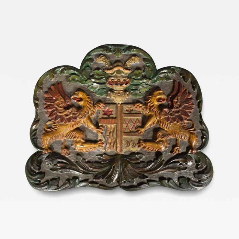 European Painted Wood Coat Of Arms