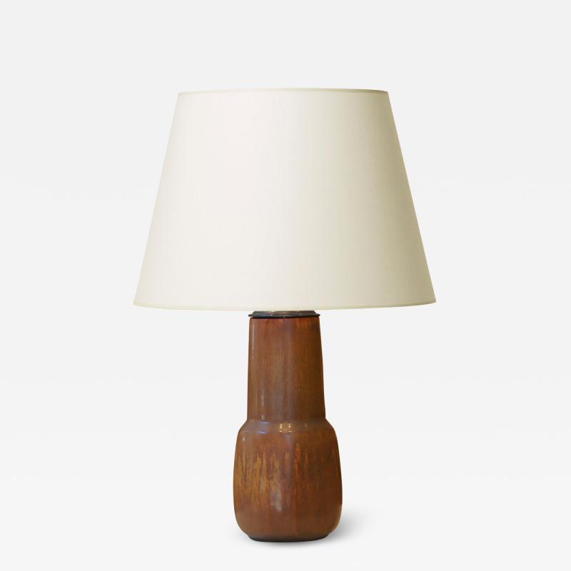 Eva St hr Nielsen Table lamp with tiered form and harefur glaze by Eva Staehr Nielsen