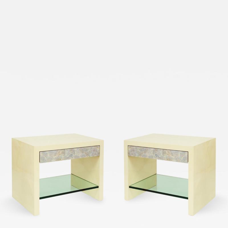 Evan Lobel Pair of Pearl Front Bedside Tables by Evan Lobel for Lobel Originals