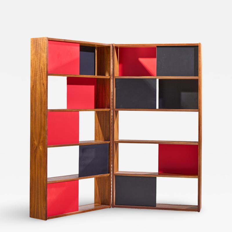 Evans Clark Evans Clark for Glenn of California Mid Century Walnut Room Divider Bookshelf