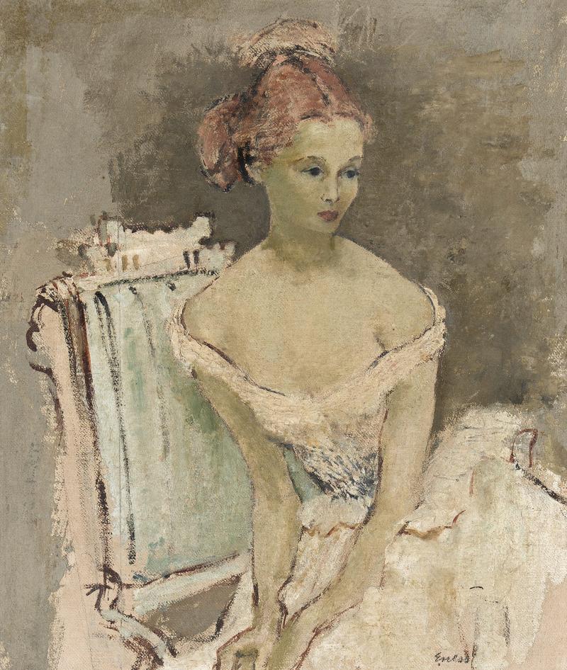 Eveline Ness Wife of Eliot Ness Mid Century Portrait of Woman With Off the Shoulder Dress