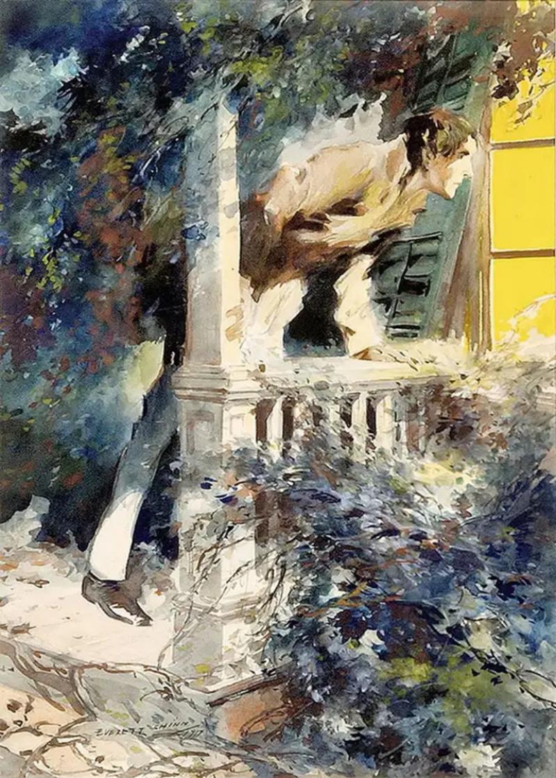 Everett Shinn Man looking into Window