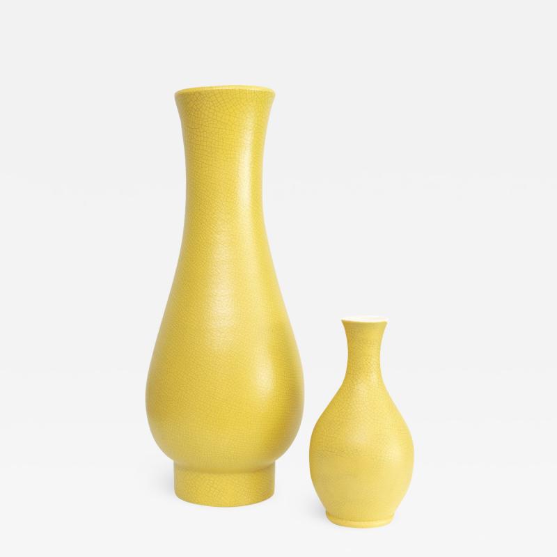 Ewald Dahlskog EWALD DAHLSKOG YELLOW VASES FOR BO FAJANS SWEDEN 1930S