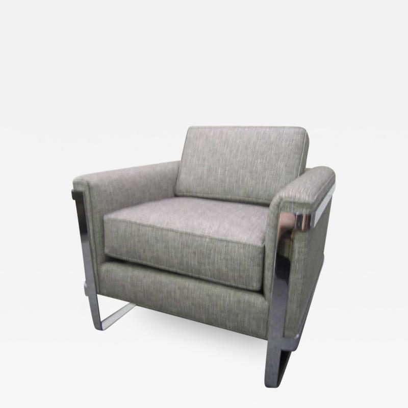 Excellent Chrome Flat Bar Lounge Chair Mid Century Modern