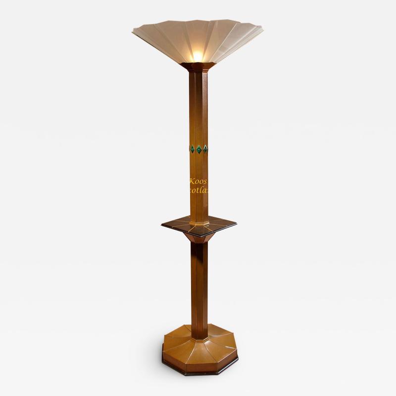 Exceptional Copper Malachite Bakelite and Glass Design Standard Lamp