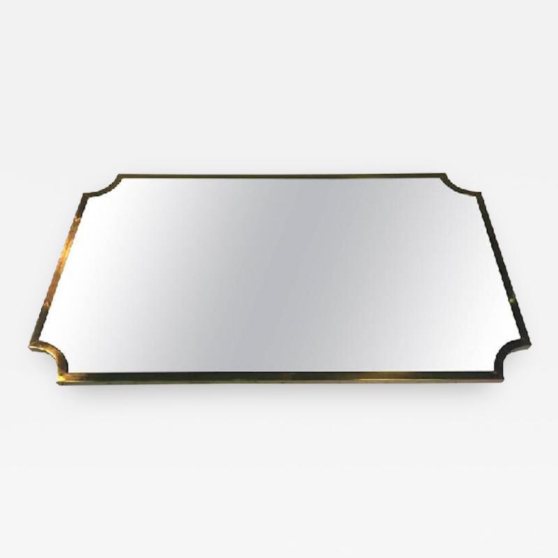 Exceptional Italian Brass Wall Mirror with Unusual Cut Corner Design