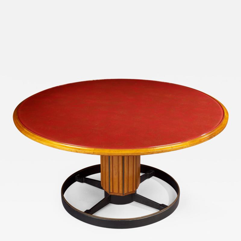 Exceptional Italian Fruitwood and Glass Pedestal Table 1950s
