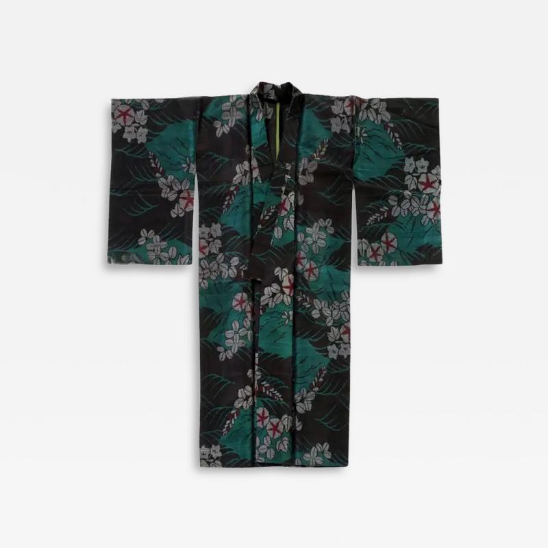 Exceptional Japanese Summer Asa Hitoe Weft Ikat Kimono Provenance