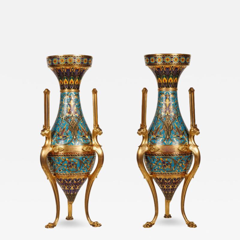 Exceptional Pair of Vases by Louis Constant Sevin and Ferdinand Barbedienne