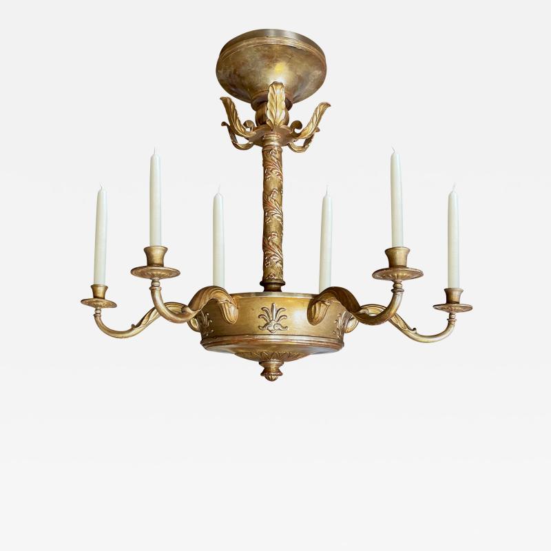 Exceptional Swedish Grace Chandelier in Gilded Wood and Metal