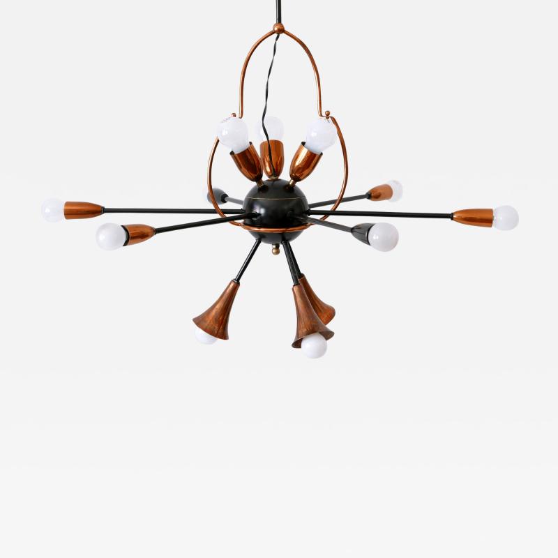 Exceptional Twelve Flamed Sputnik Chandelier or Pendant Lamp Austria 1950s