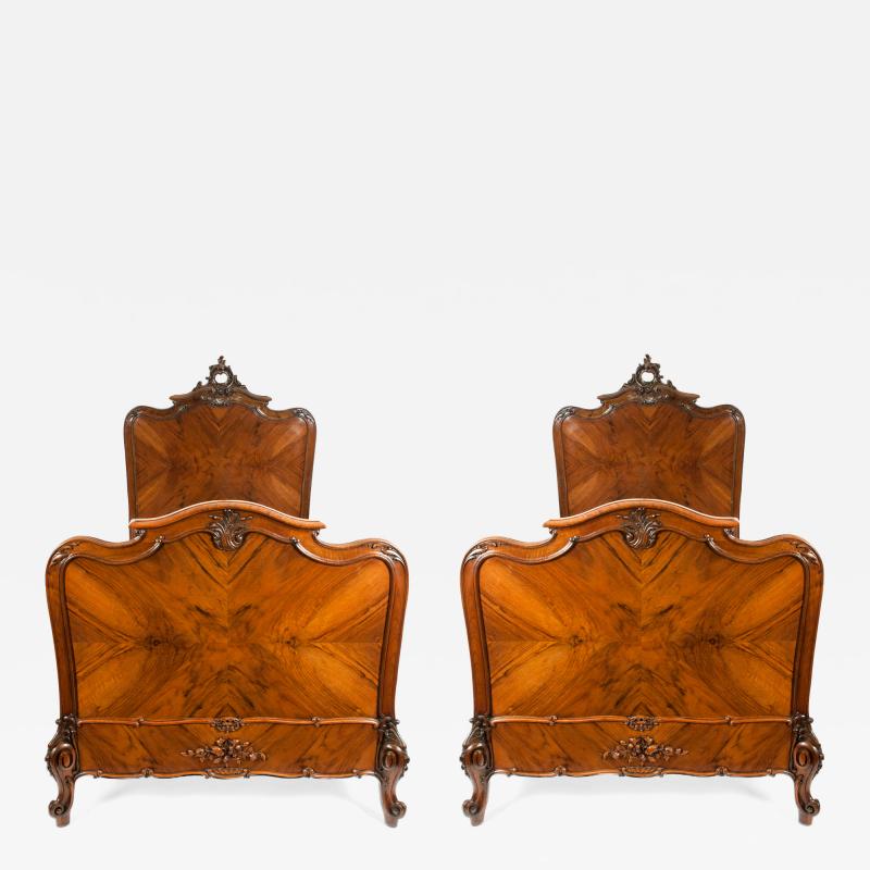 Exceptionally Hand Carved Matching Pair Single Bed