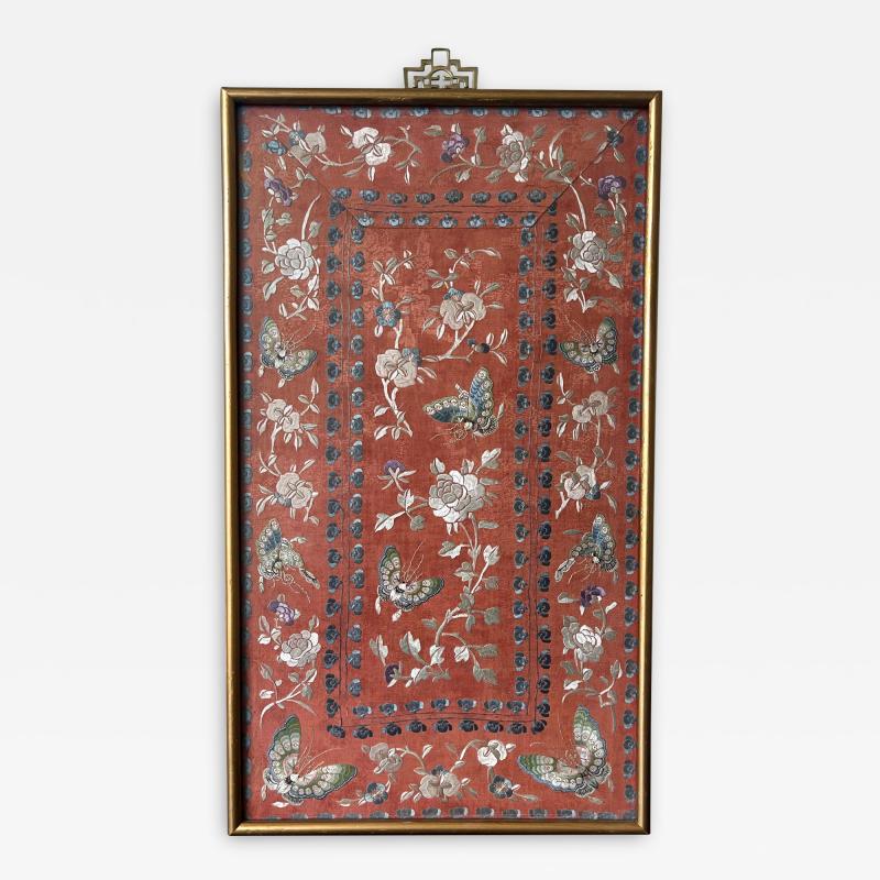 Exhibited Framed Fine Chinese Embroidery Silk Panel Qing Dynasty