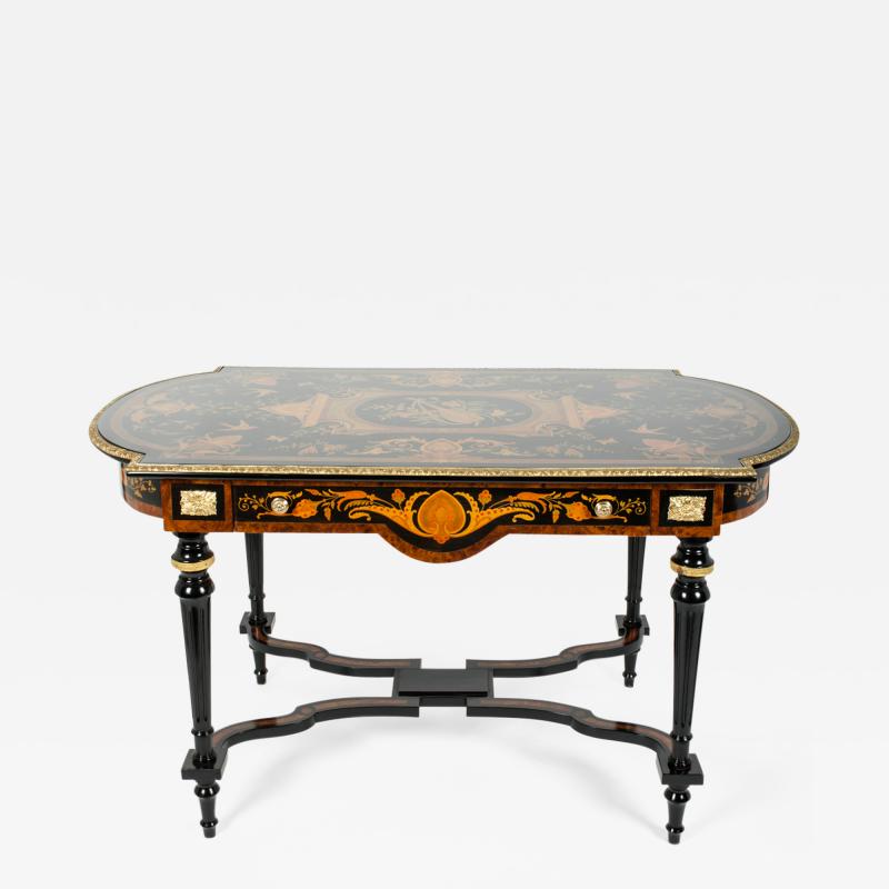 Exquisite 19th Century Boule Style Entry Center Table Writing Desk