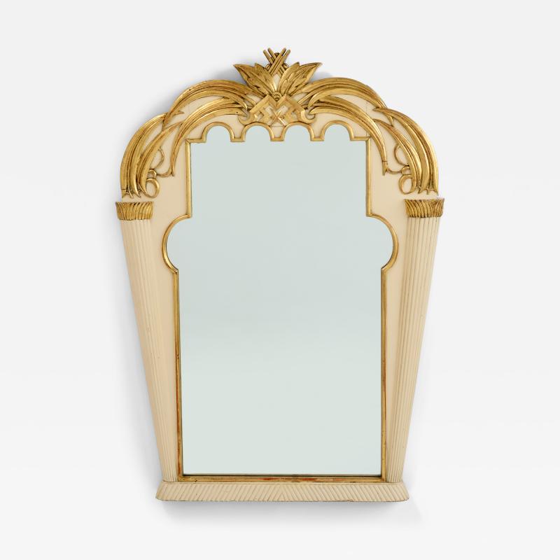 Exquisite Carved Wood Mirror with Gold Leaf Highlights 1920s