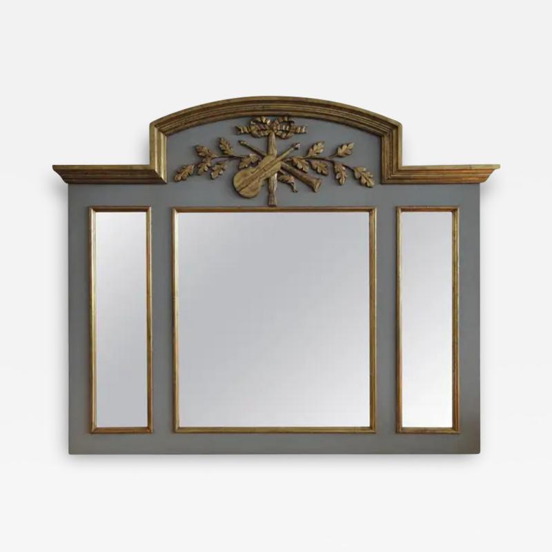 Exquisite Handcarved French Style Parcel Gilt Trumeau Mirror