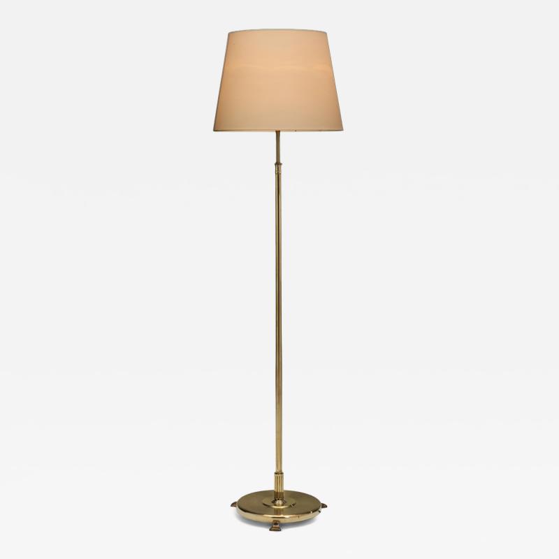 Extendable Brass Floor Lamp with Ribbed Stem Detail Europe 1940s