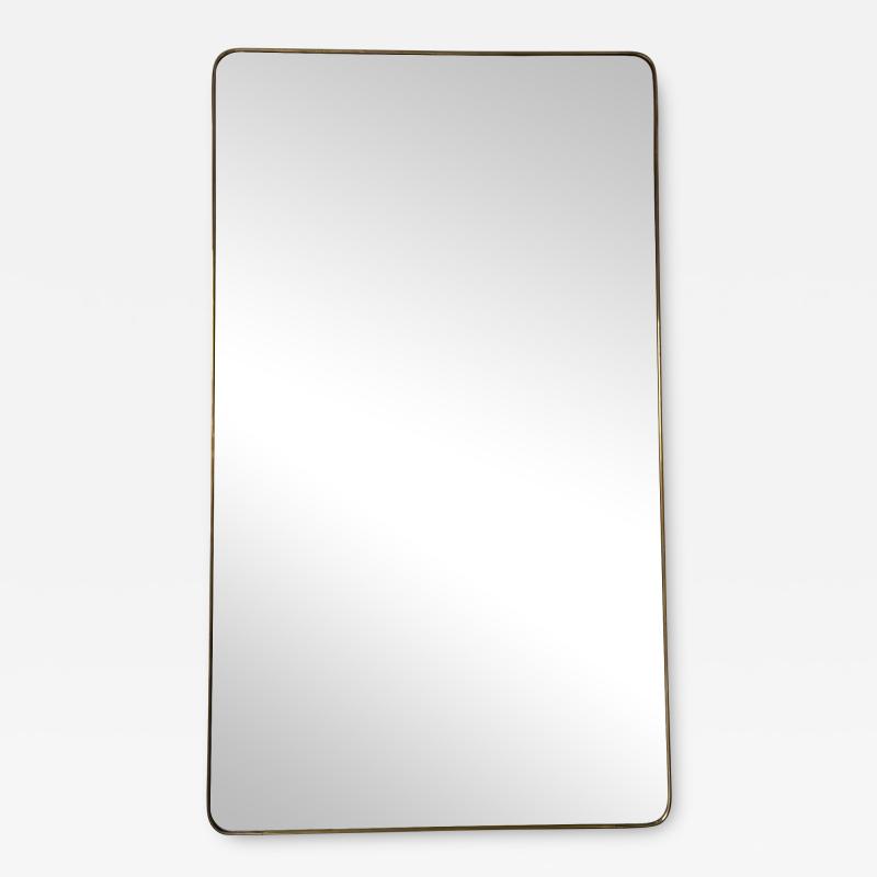 Extra Large Mid Century Modern Brass Frame Mirror Italy 1950s