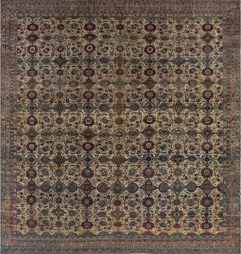 Extra Large Persian Kirman Botanic Handmade Wool Rug