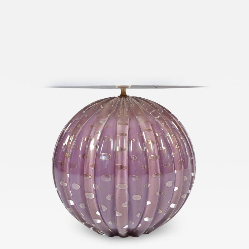 Extra large Italian 1950s purple and gold Murano ball table lamp