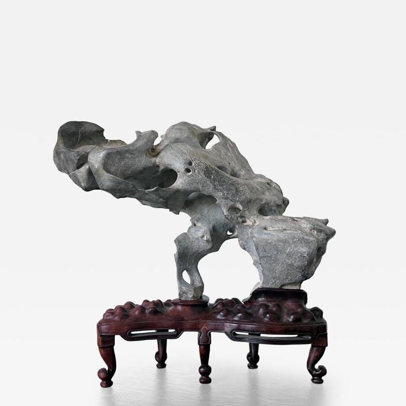 Extraordinary Chinese Taihu Scholar Stone Rare Form on Display Stand