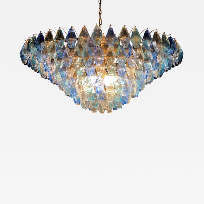 Extraordinary Large Sapphire Poliedri Murano Glass Ceiling Light or Chandelier