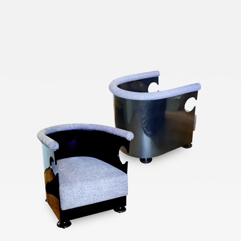 Extraordinary Pair of Lacquered Finnish Art Deco Club Chairs