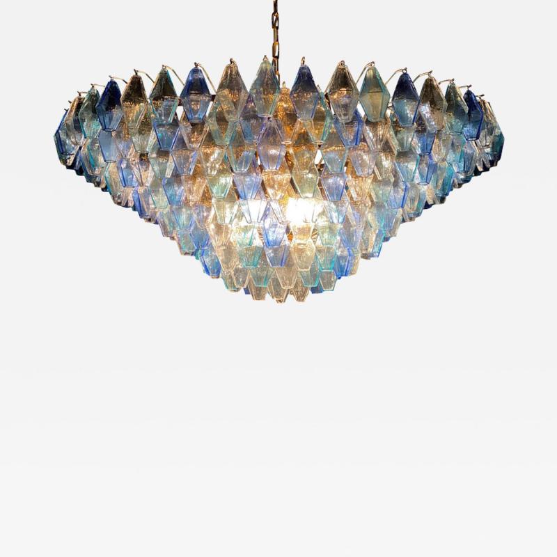 Extraordinary Sapphire Color Poliedri Murano Glass Ceiling Light or Chandelier