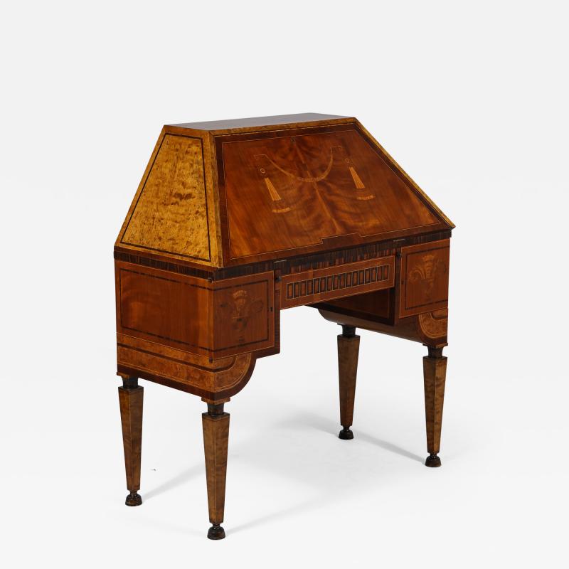 Extraordinary Swedish Grace slant front desk with elaborate inlays