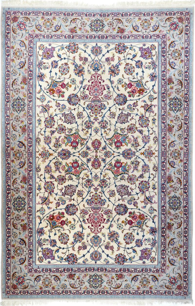 Extremely Fine Persian Isfahan Wool Silk Rug 7 0 x 10 0 