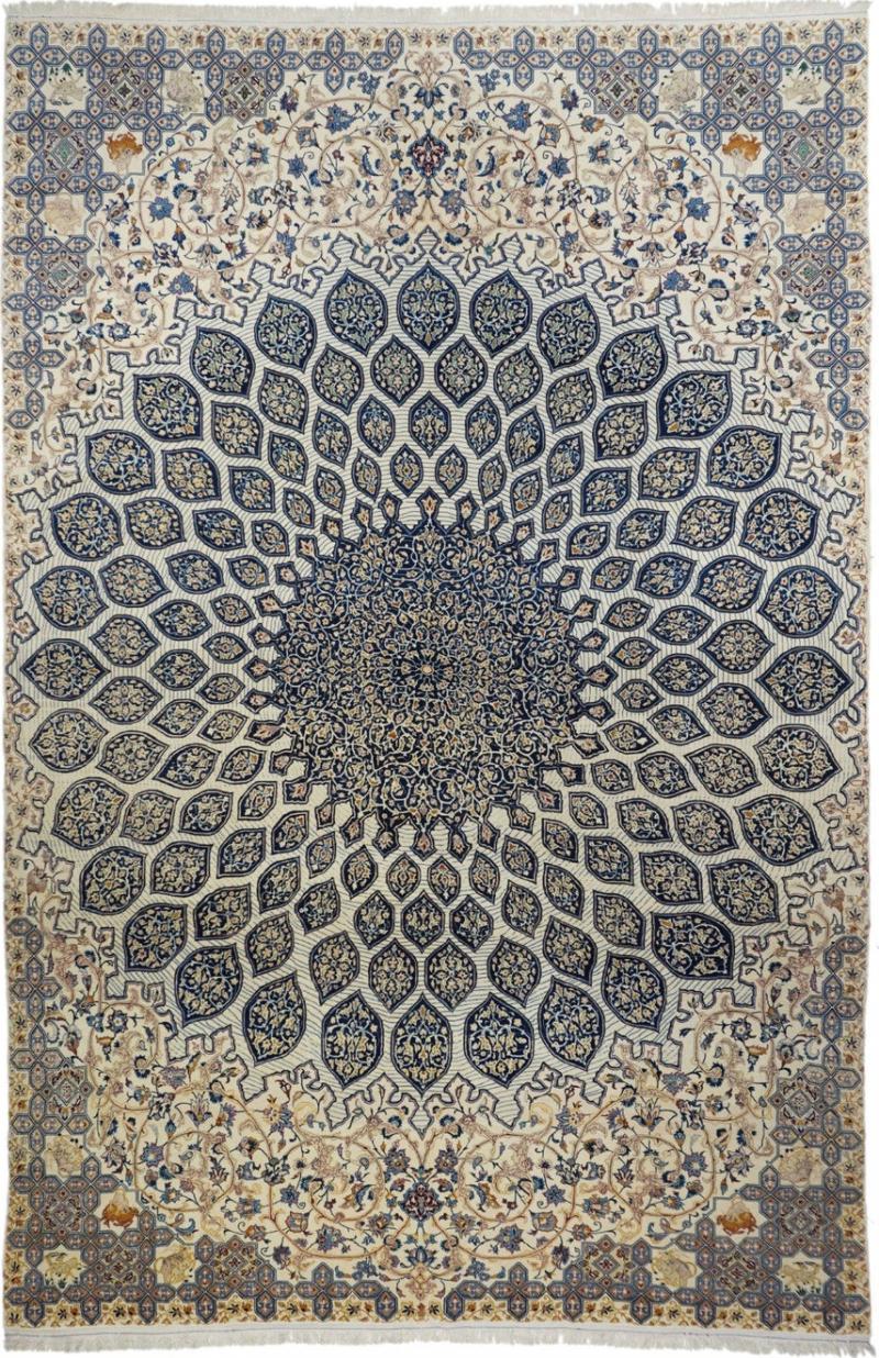 Extremely Fine Persian Isfahan Wool and Silk Rug 7 4 x 11 4 
