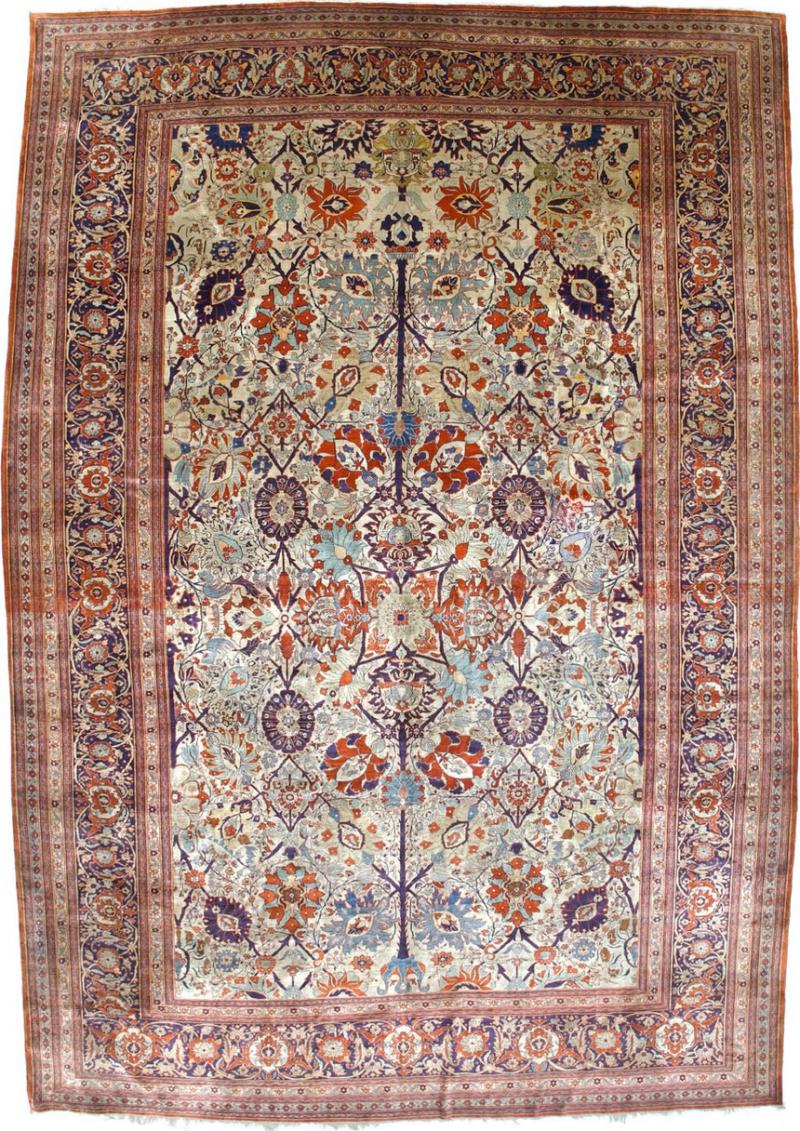 Extremely Fine and Rare Antique Persian Silk on Silk Heriz Rug 10 0 x 14 0 