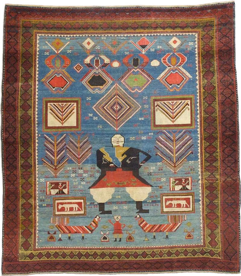 Extremely Fine and Rare Caucasian Kuba Pictorial Wool Rug 8 10 x 12 1 