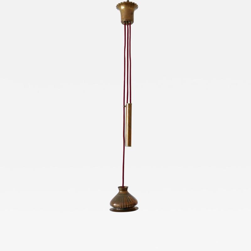 Extremely Rare Mid Century Modern Counterweight Brass Pendant Lamp Germany 1950s