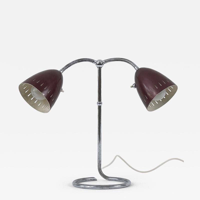 Extremely Rare Mid Century Two Armed Table Lamp or Desk Light Germany 1950s