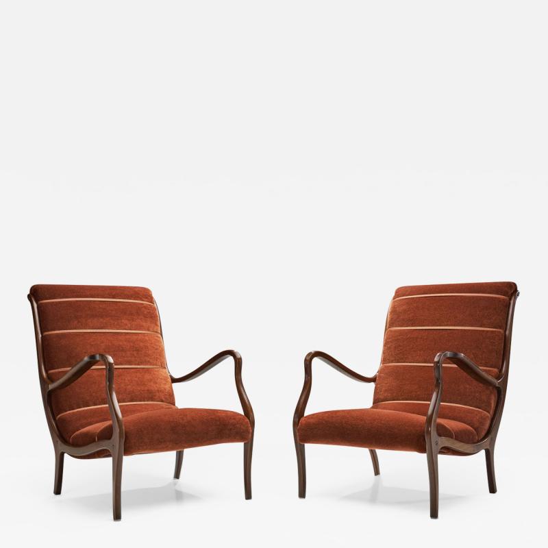 Ezio Longhi Ezio Longhi Ribbed Back Lounge Chairs for ELAM Italy 1960s