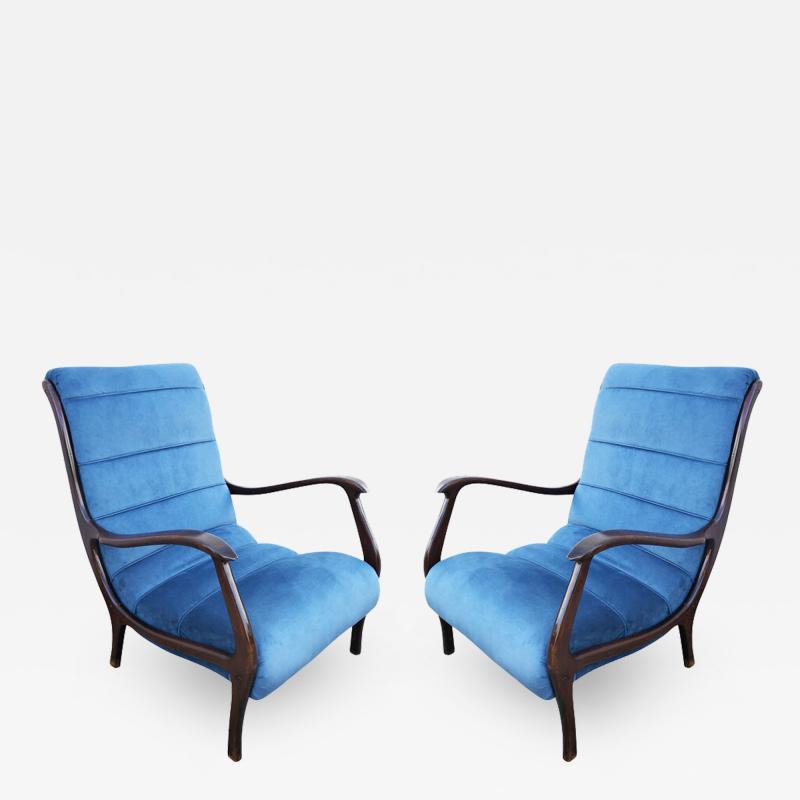 Ezio Longhi Pair of Italian Mid Century Armchairs by Ezio Longhi