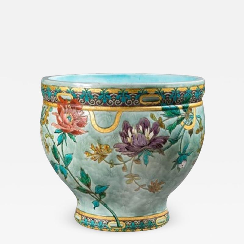 F lix Optat Milet F lix Optat Milet 47 5000 splendid cache pot with floral decoration S vres 1880